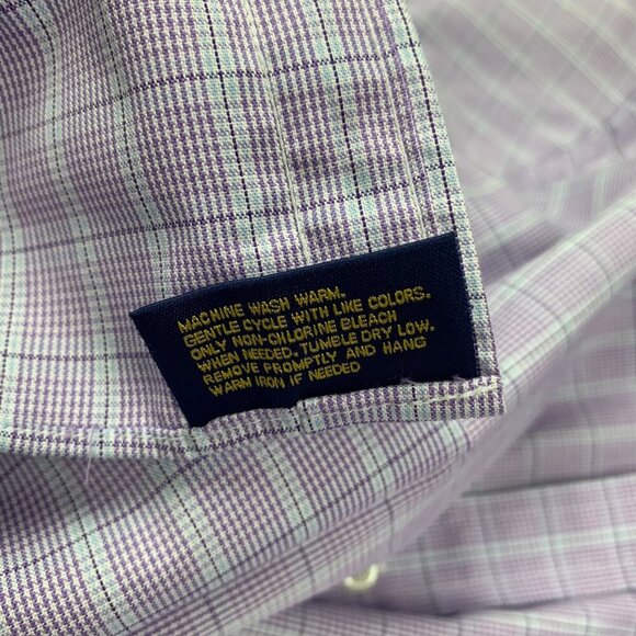 Club Room Slim Fit Men's Dress Shirt 15.5 34/35 Pinpoint Purple Plaid - Picture 4 of 7